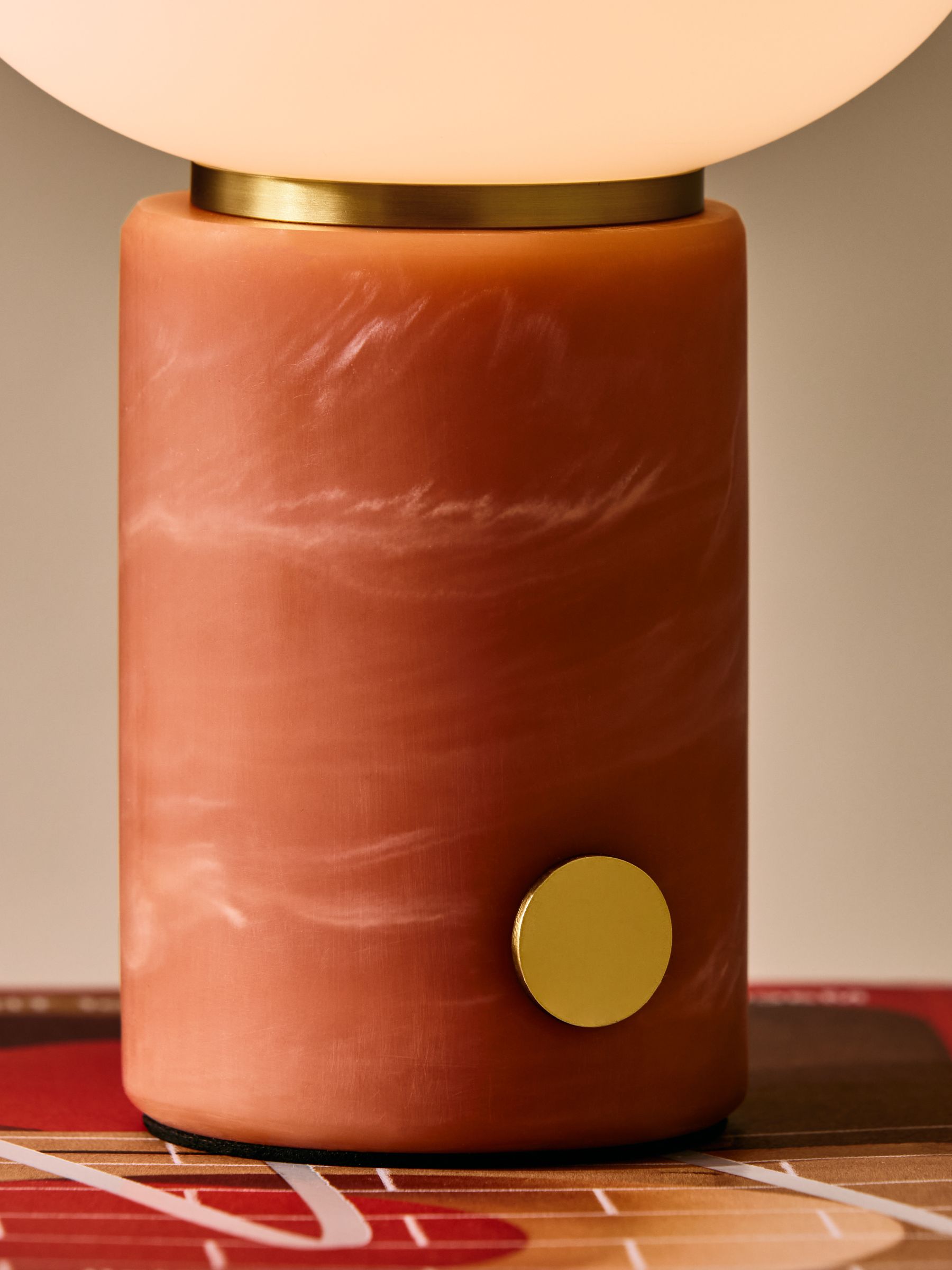 Mirissa USB Wireless Table Lamp in Coral Red Resin