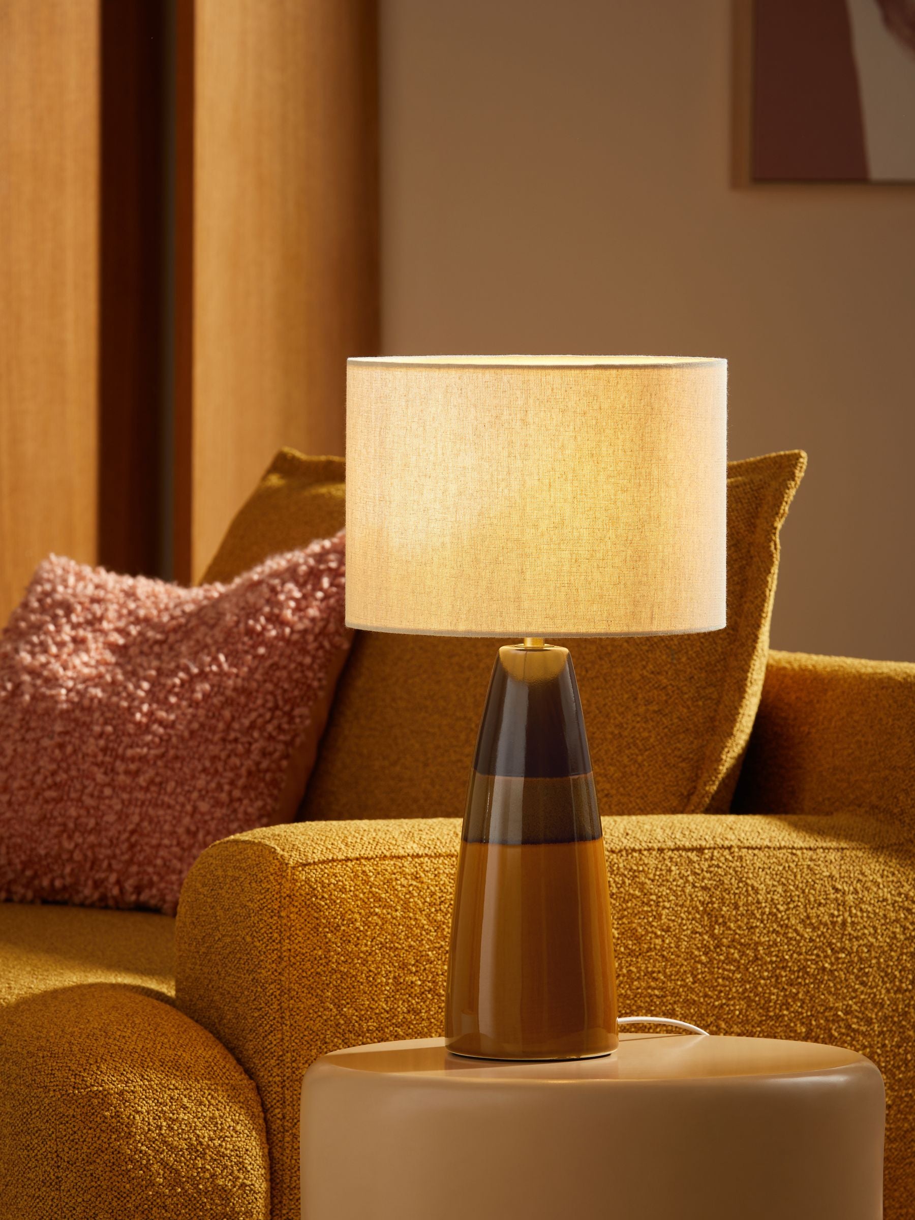 Vince Ceramic Table Lamp in Brown Glaze